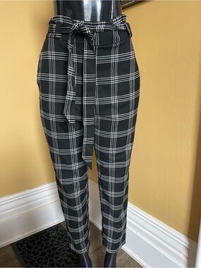 Women’s High-Waist,  Plaid Tie-Waist Pants ( 6 )